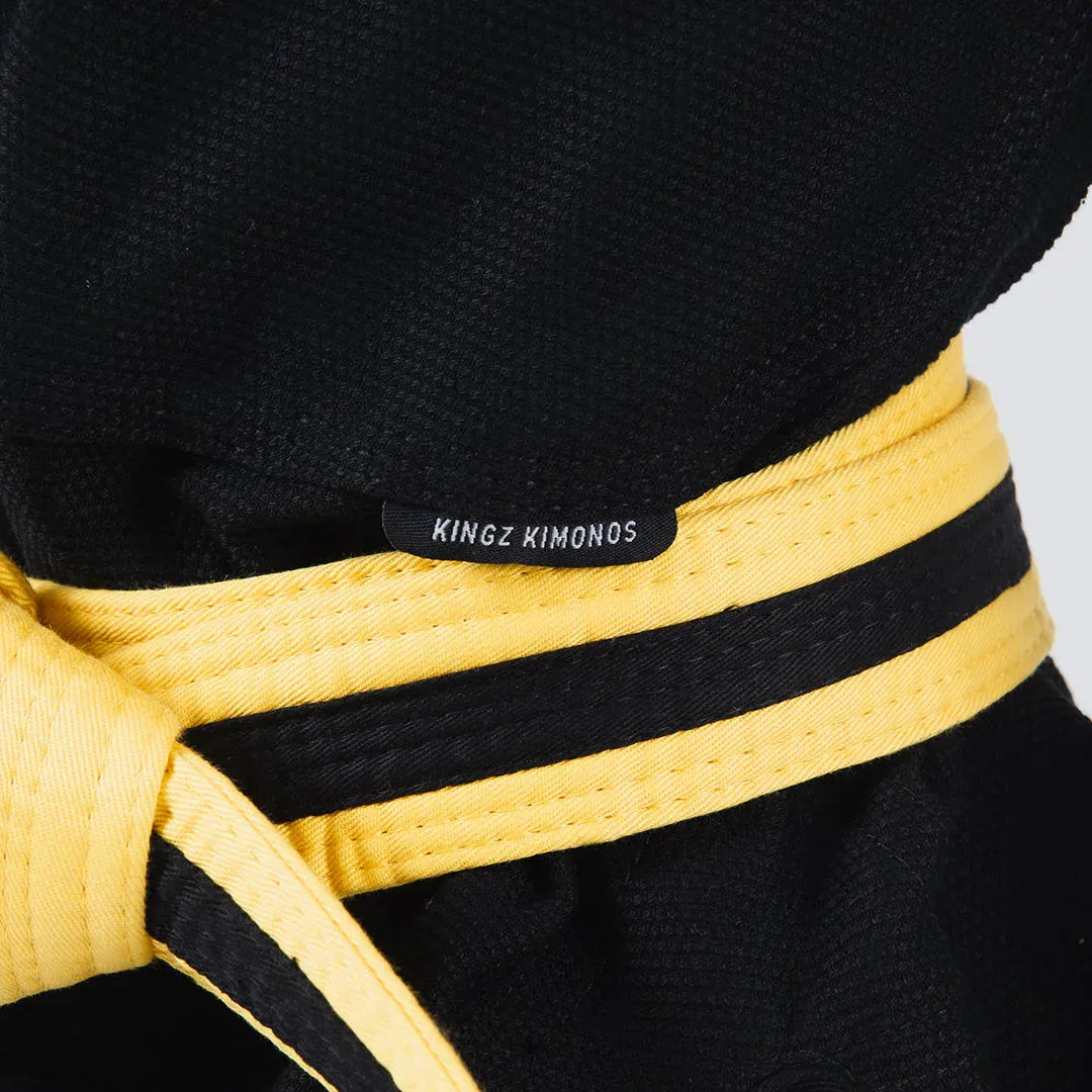 Kimono Copii Brazilian Jiu Jitsu KINGZ Kore 2.0 Gi - Negru (Centura Alba Inclusa)