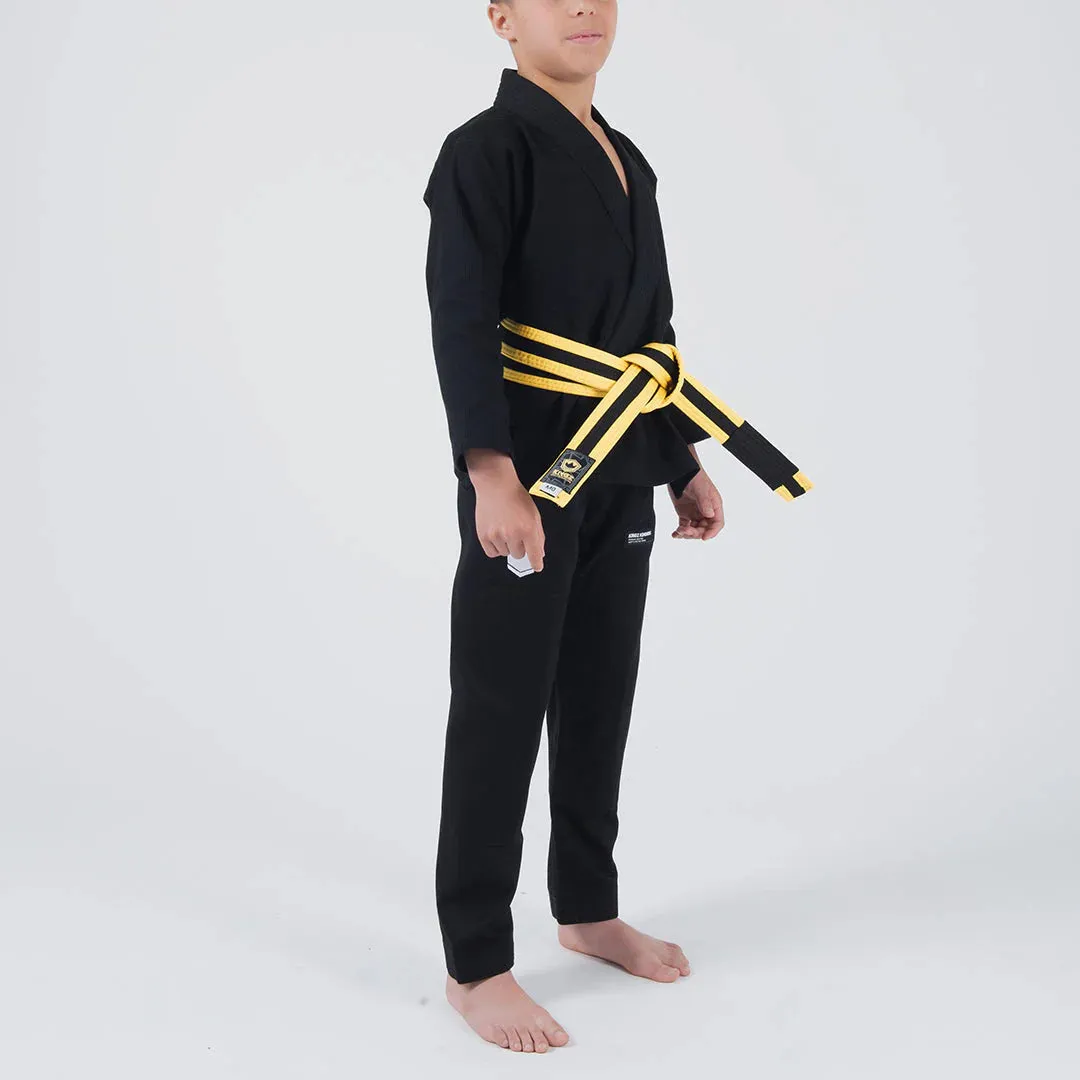 Kimono Copii Brazilian Jiu Jitsu KINGZ Kore 2.0 Gi - Negru (Centura Alba Inclusa)