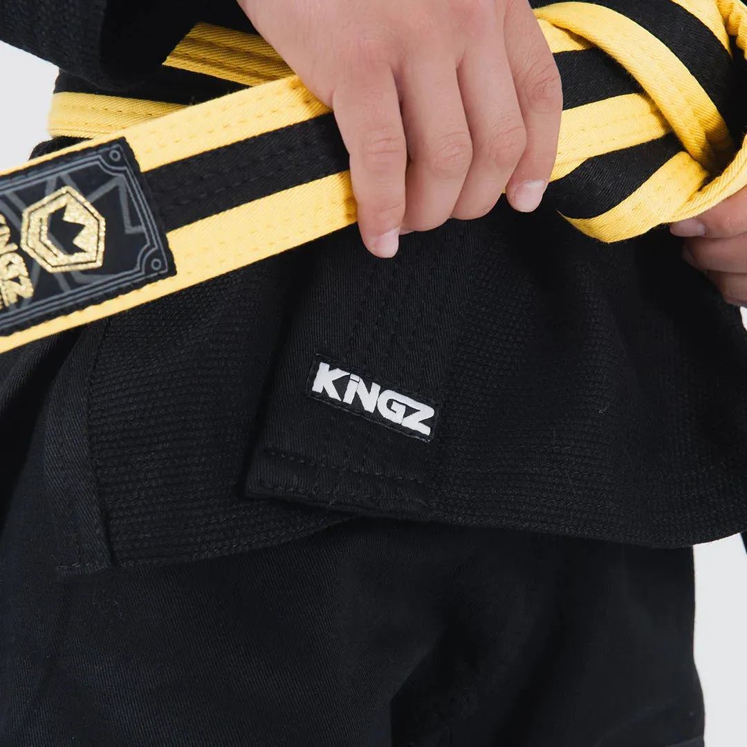 Kimono Copii Brazilian Jiu Jitsu KINGZ Kore 2.0 Gi - Negru (Centura Alba Inclusa)