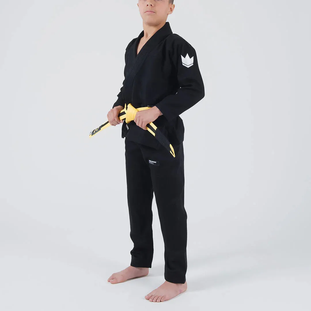 Kimono Copii Brazilian Jiu Jitsu KINGZ Kore 2.0 Gi - Negru (Centura Alba Inclusa)