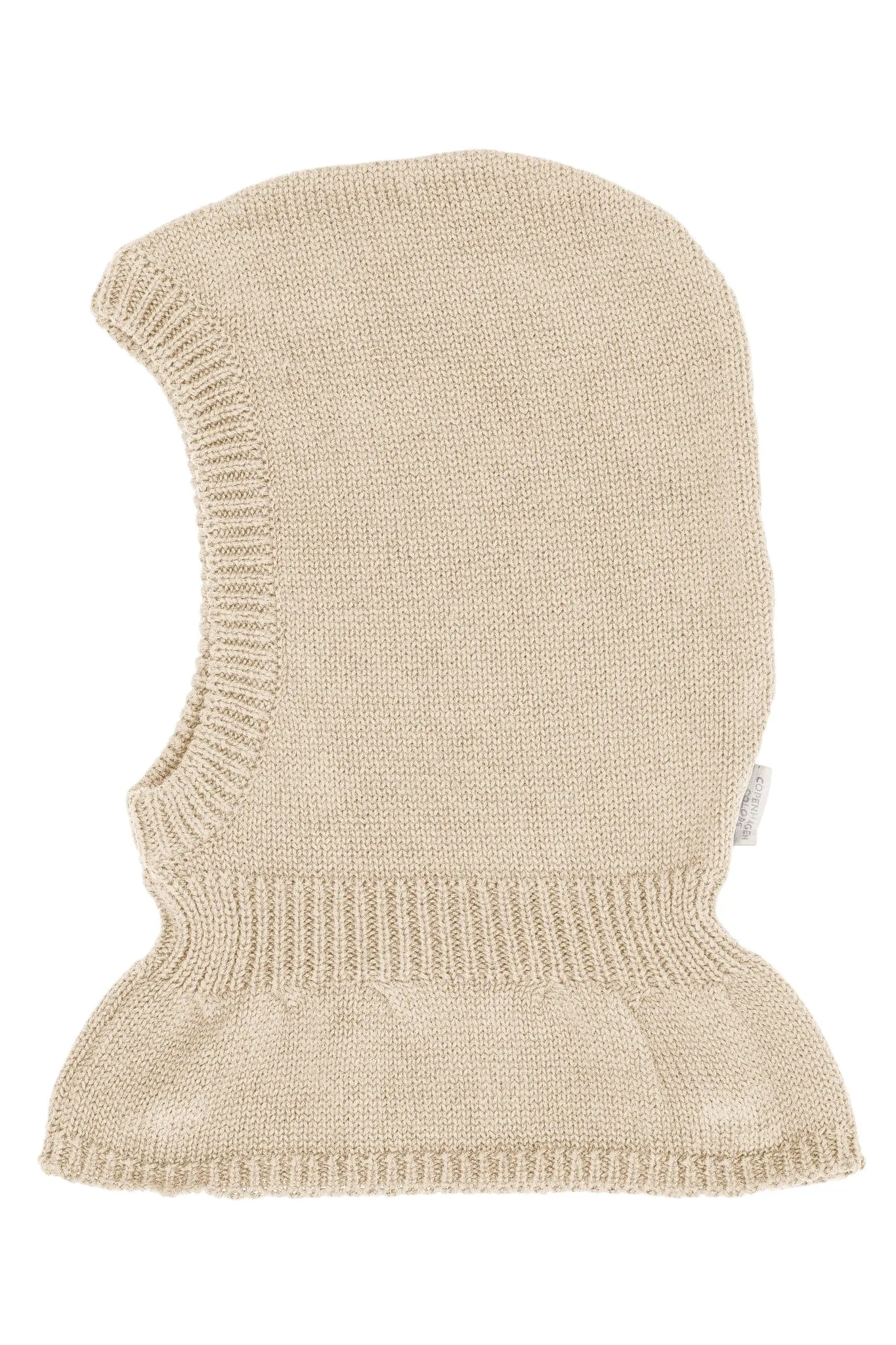 KNITTED COTTON BALACLAVA W. LINING - CREAM