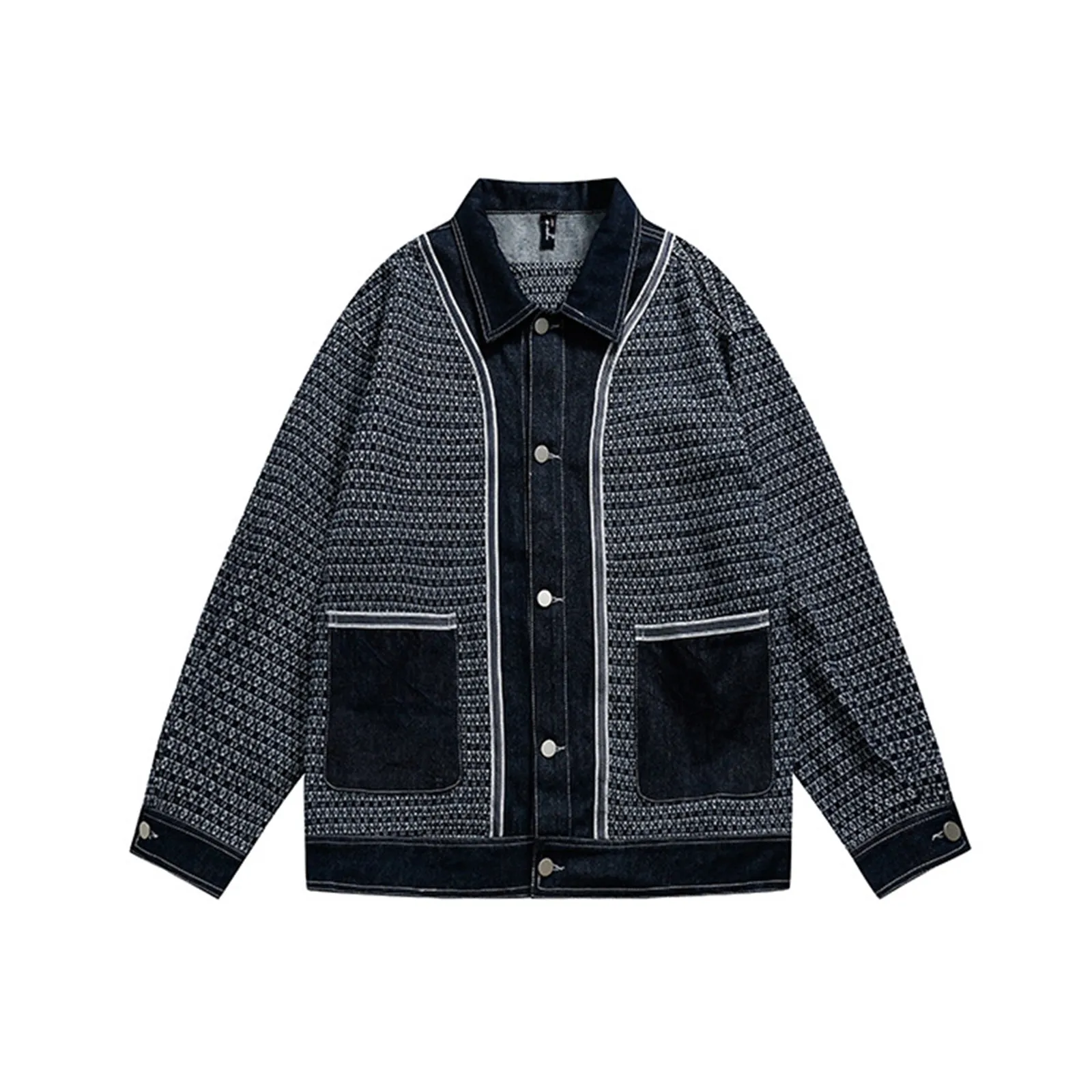 Knitted Denim Patch Jacket