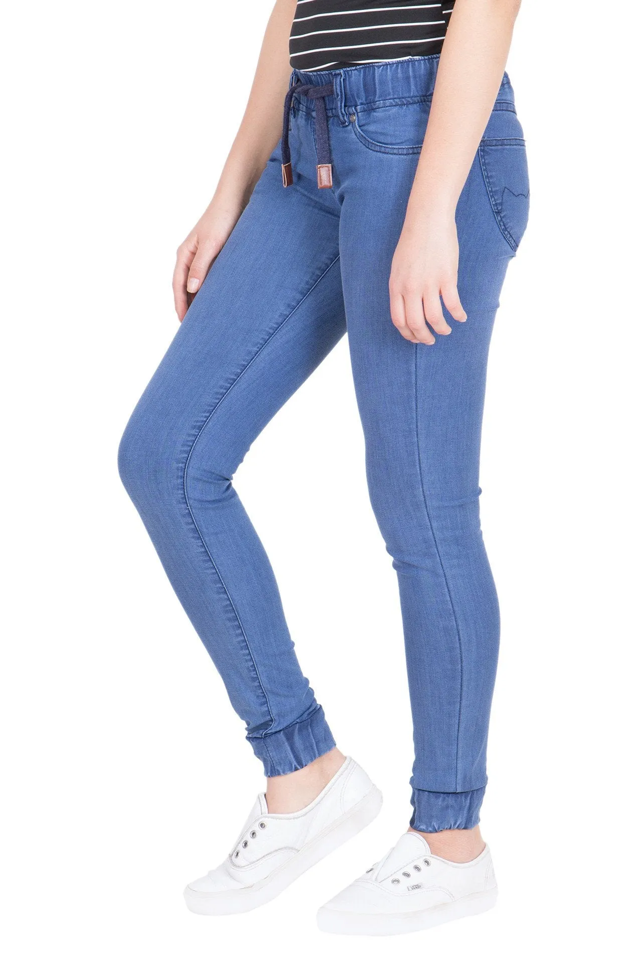 Kopyneko Women's Denim Blue Stretchable Joggers