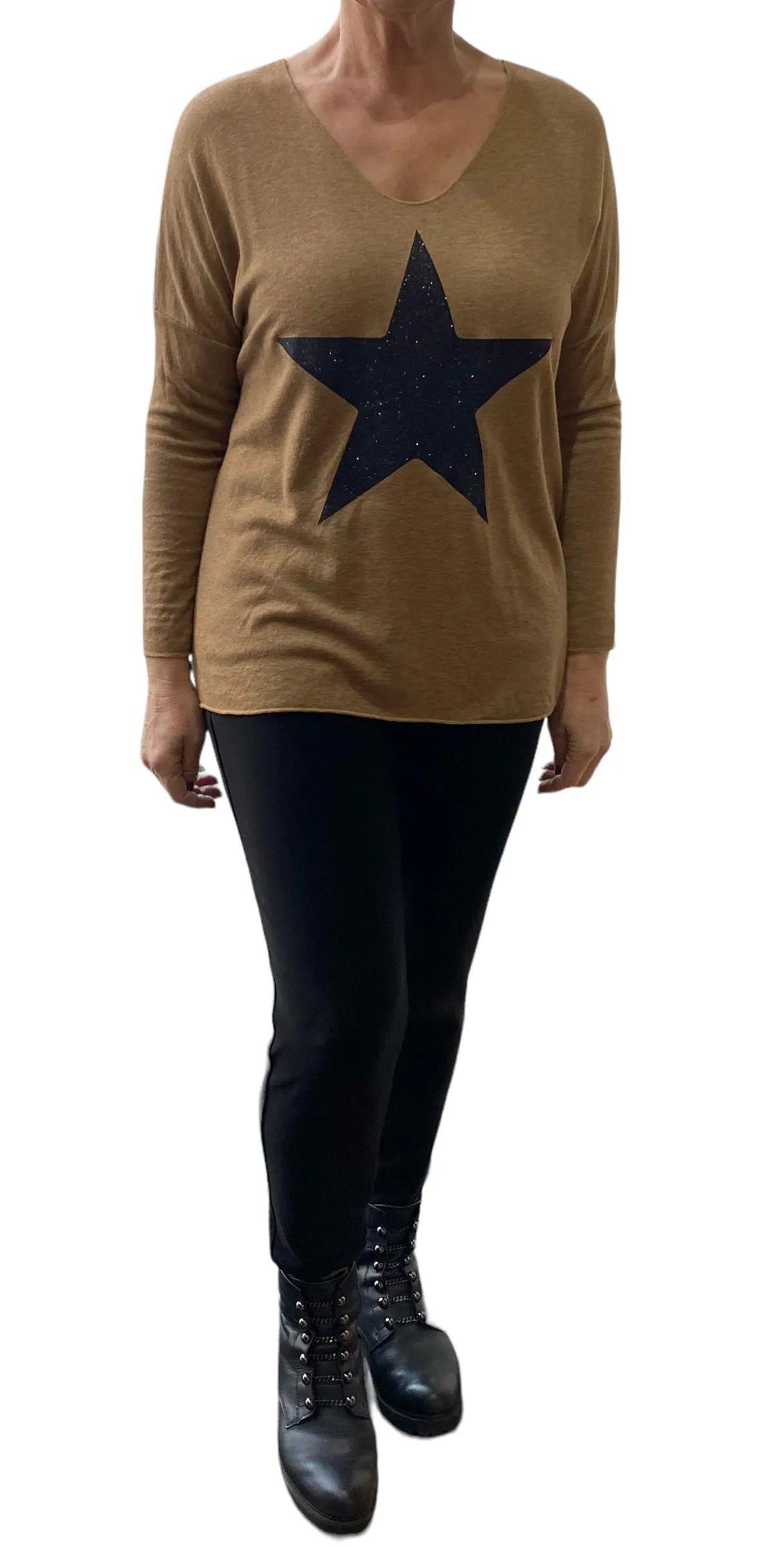 Kris Glittery Black Star Jumper (3 Colours)