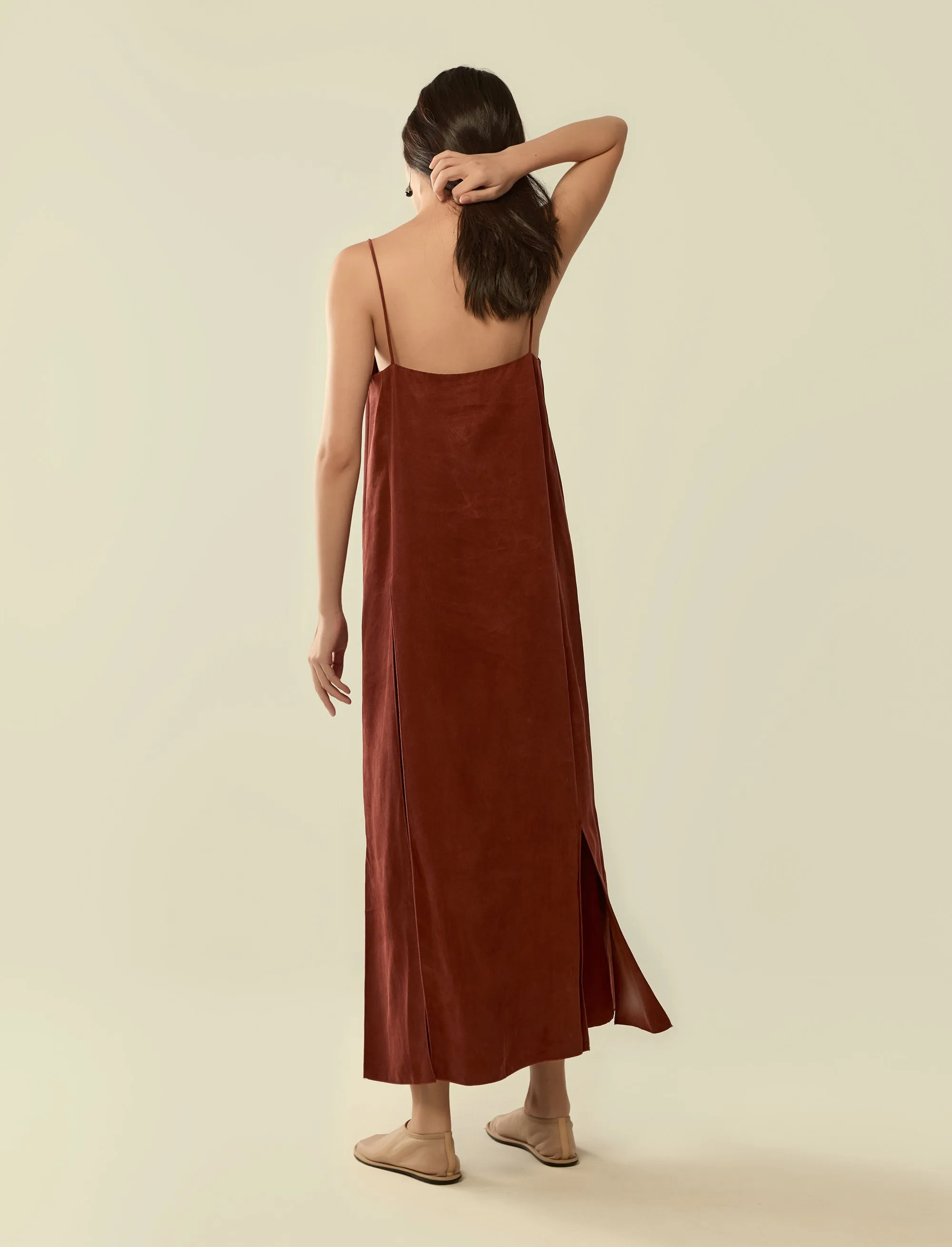 layered split hem strap dress