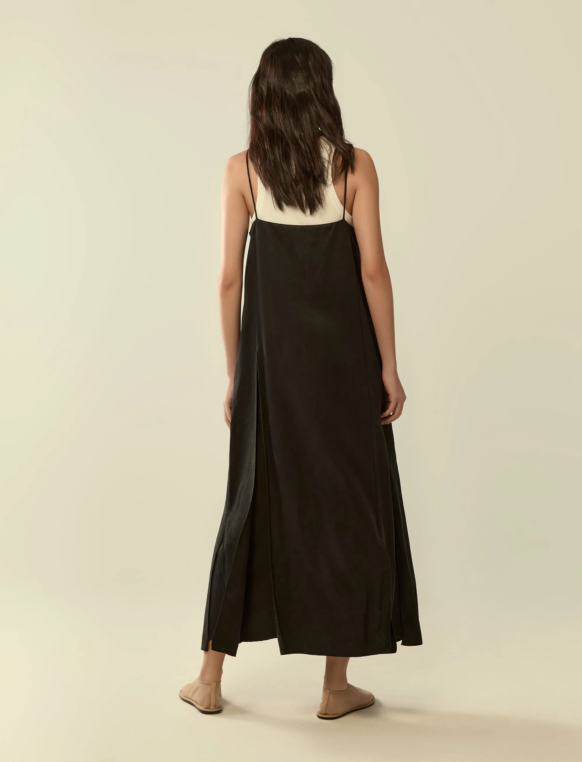 layered split hem strap dress