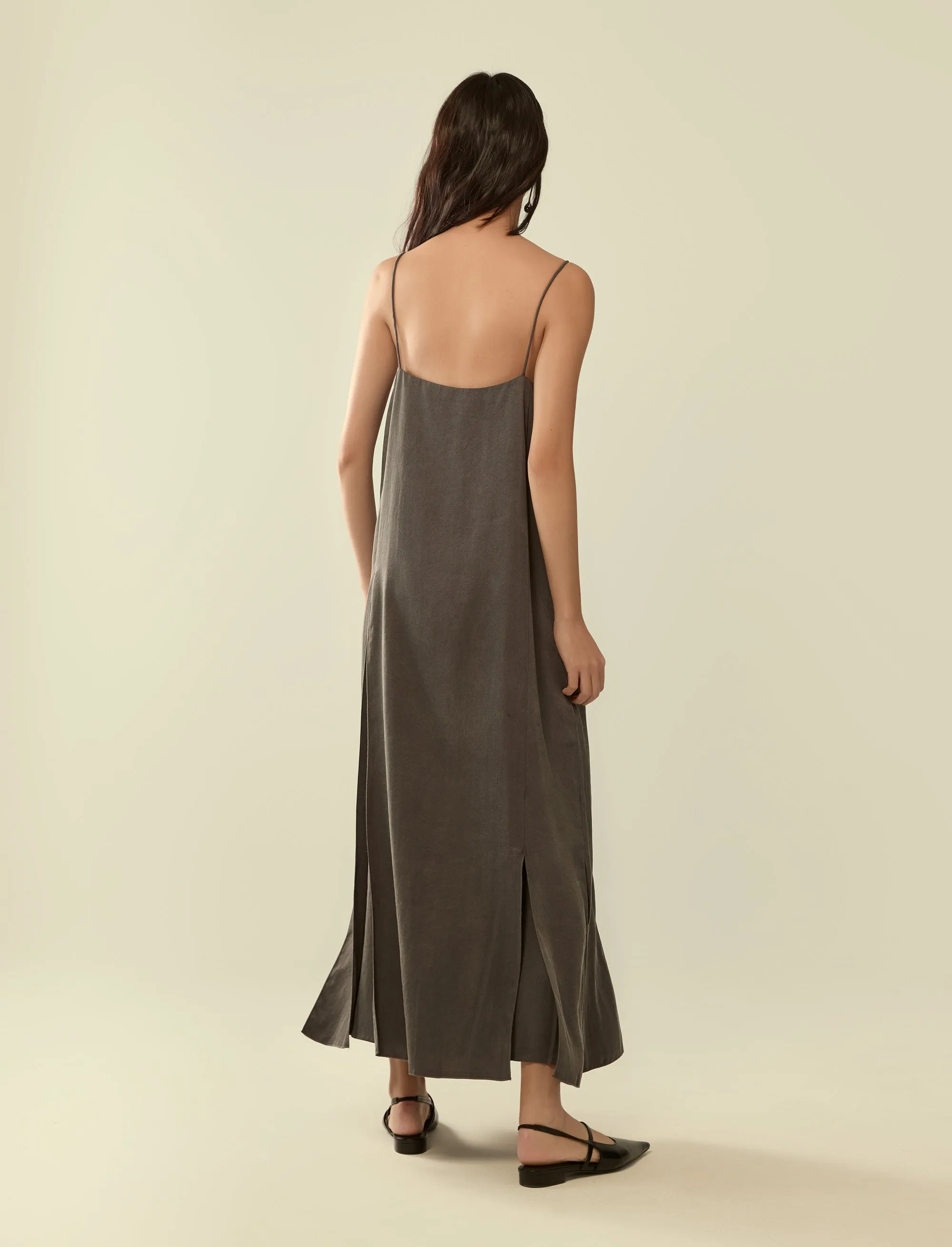 layered split hem strap dress