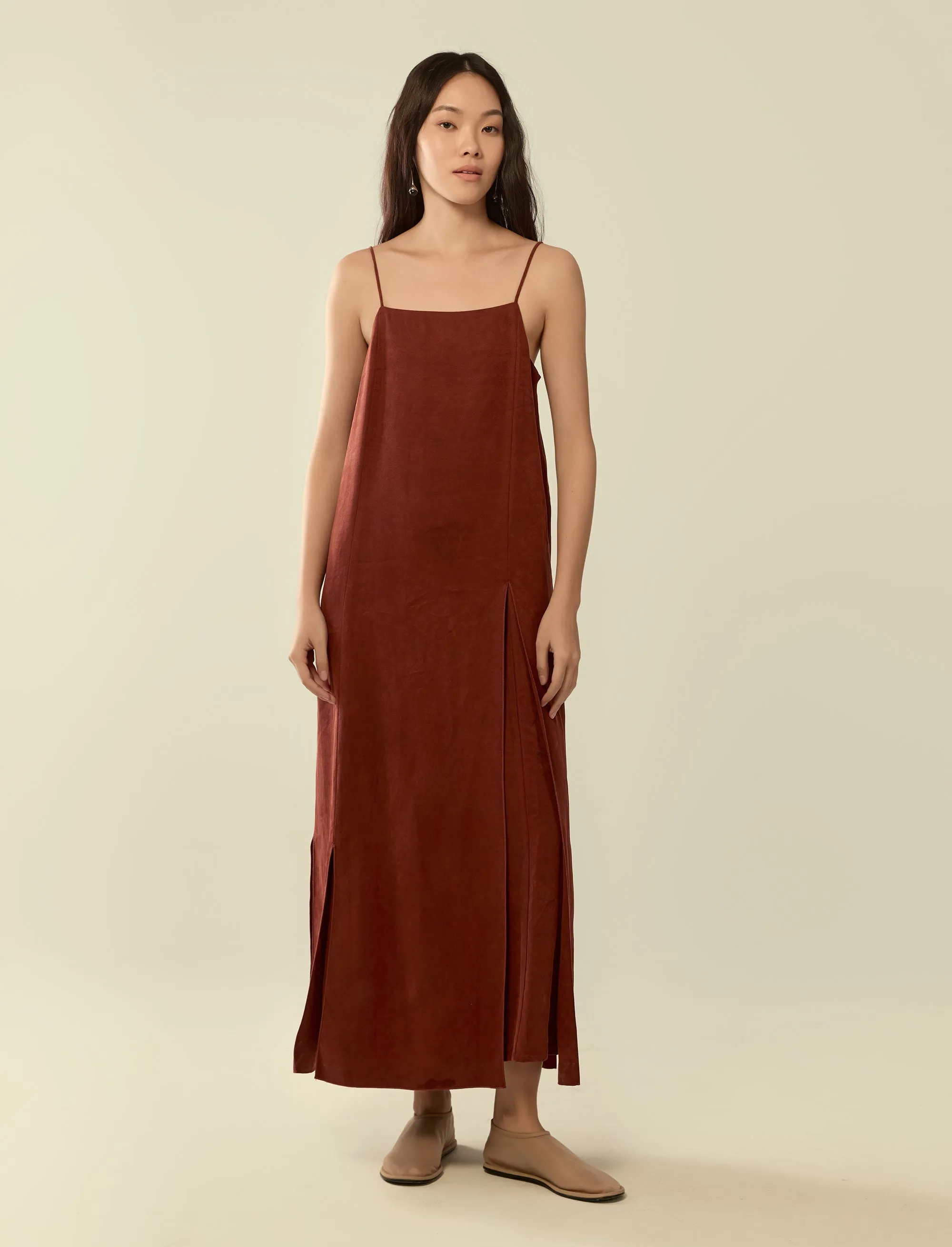 layered split hem strap dress