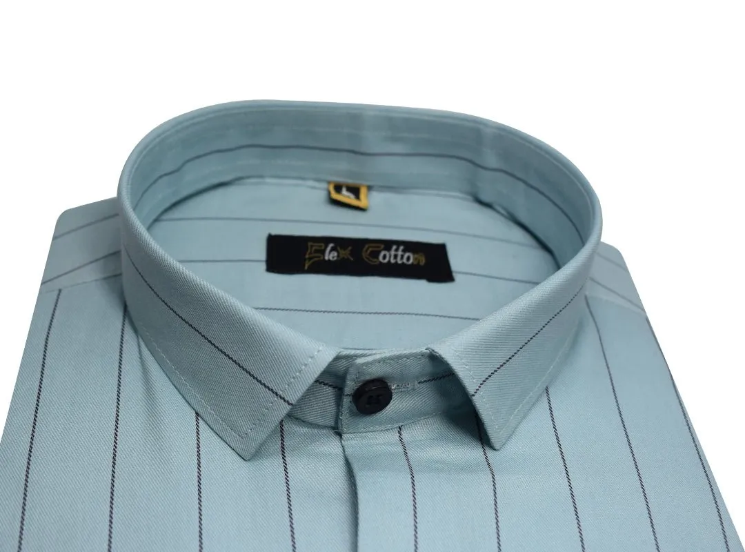 Light Blue Color Lining Cotton Shirt For Men