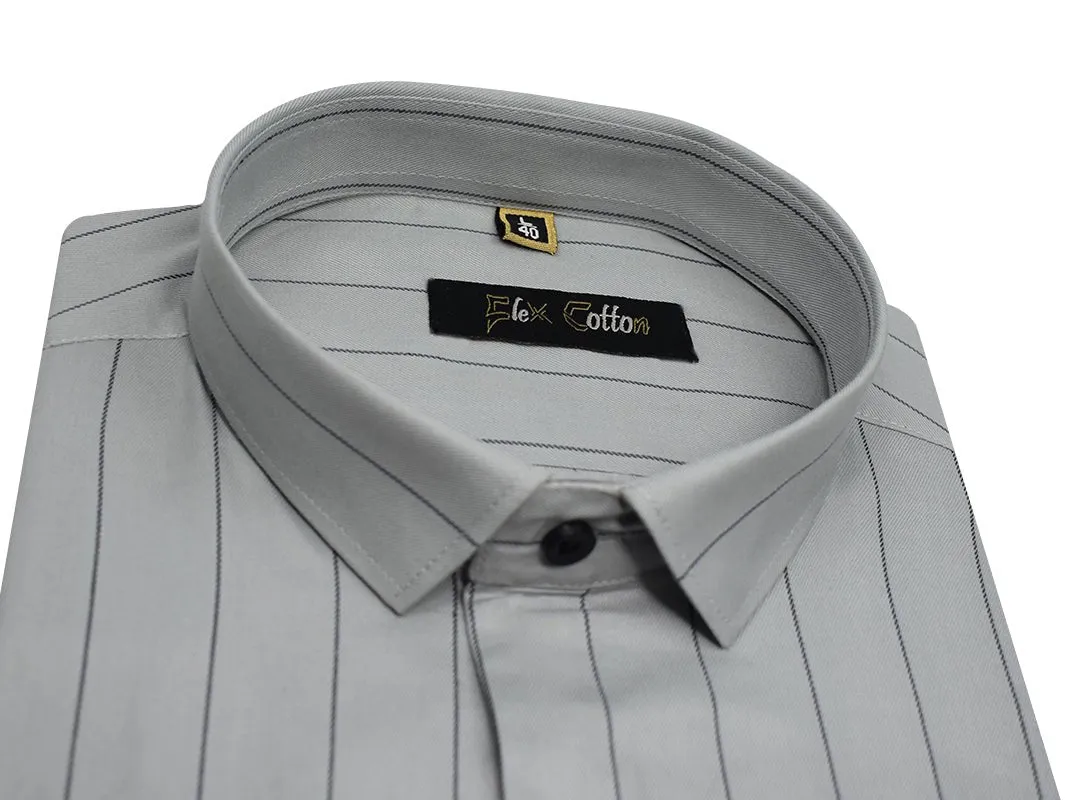 Light Grey Color Lining Cotton Shirt For Men