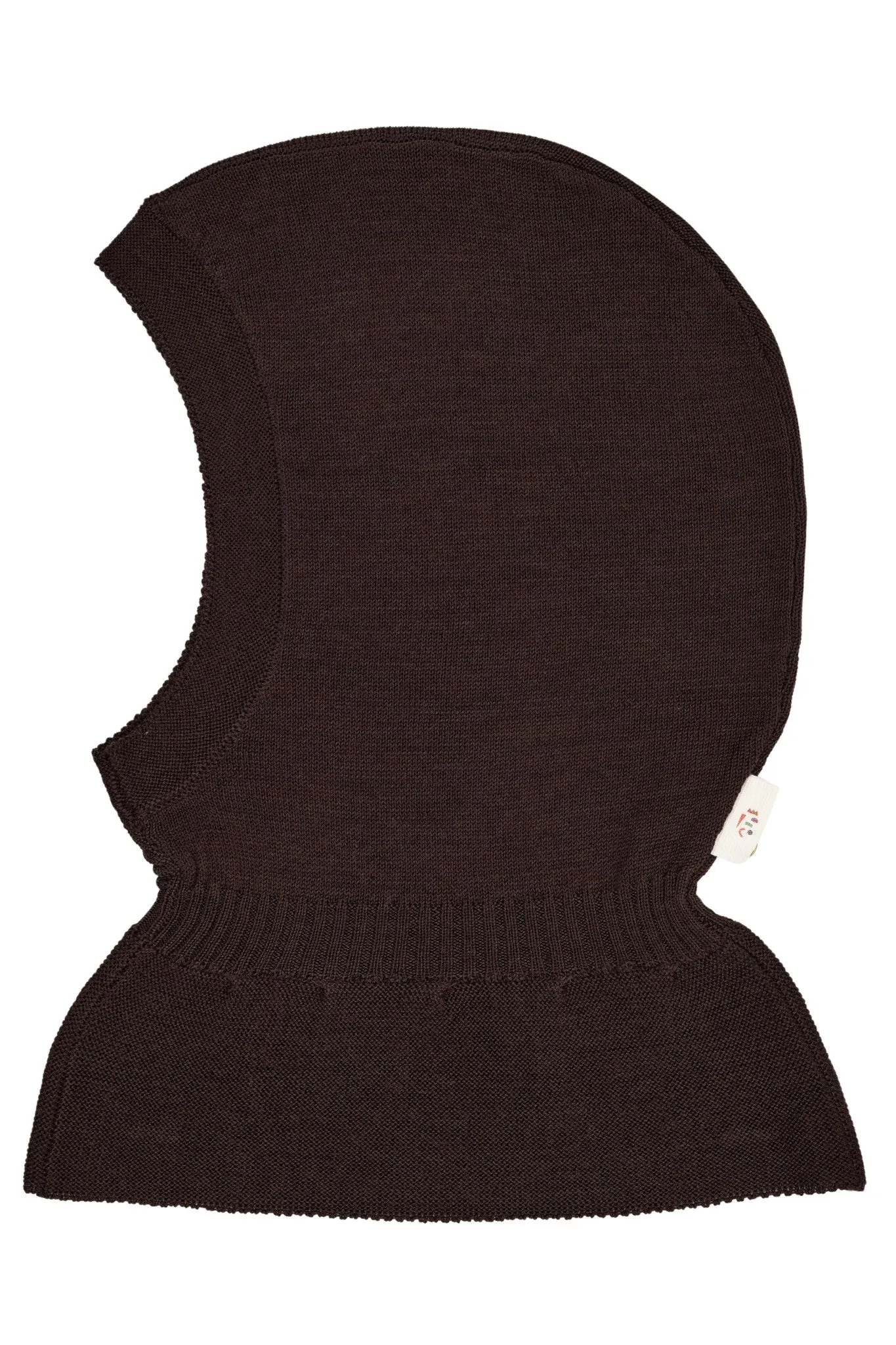 LT. KNITTED MERINO BALACLAVA WITH FRILL - DK BROWN