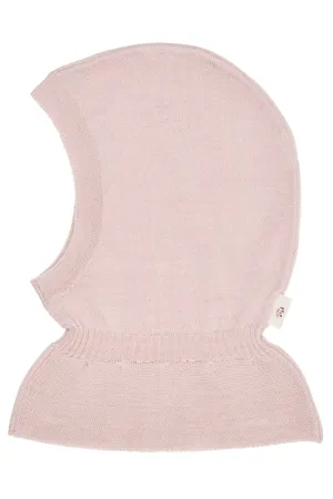 LT. KNITTED MERINO BALACLAVA WITH FRILL - DUSTY ROSE