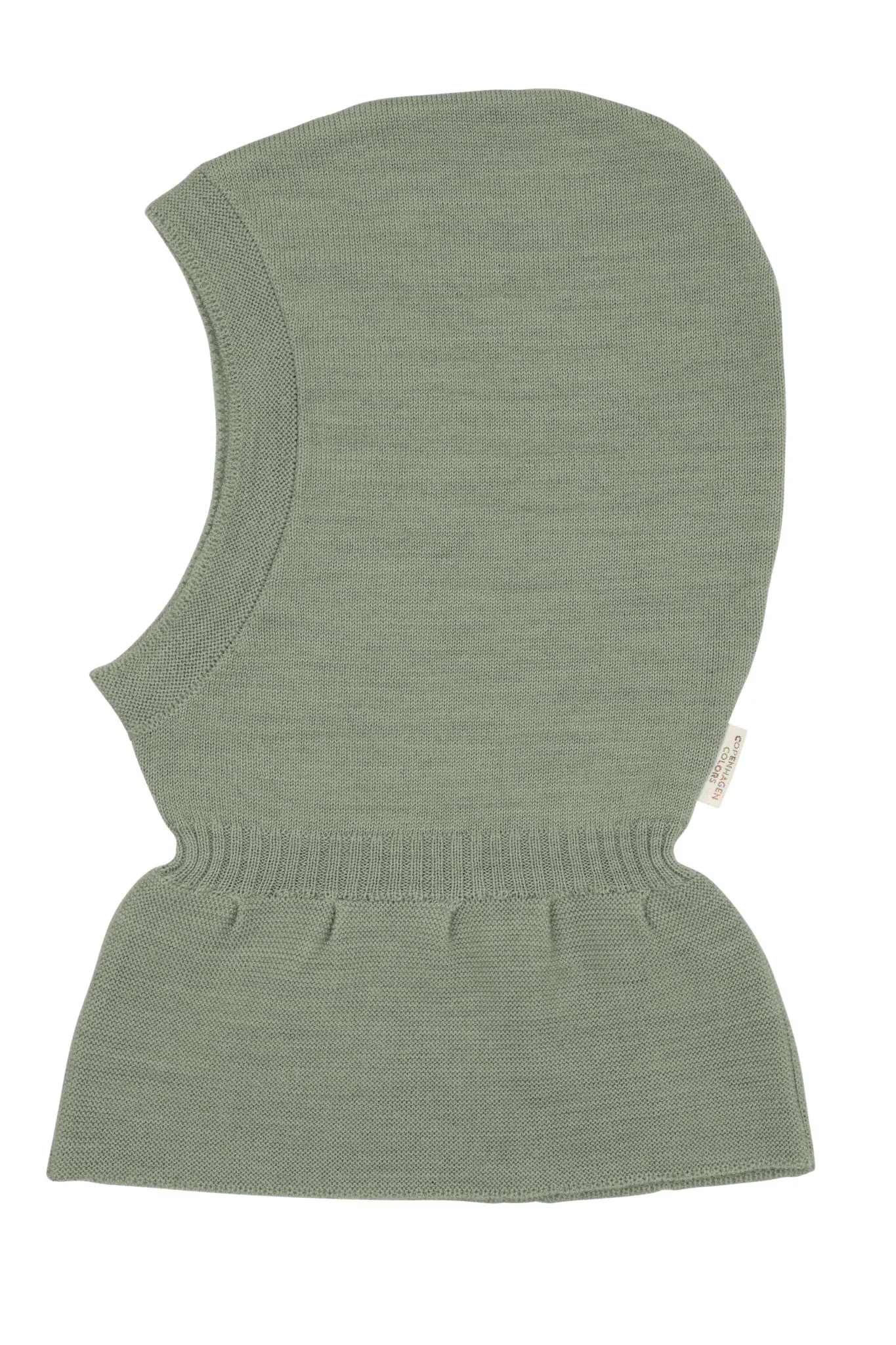 LT. KNITTED MERINO BALACLAVA WITH FRILL - SAGE GREEN