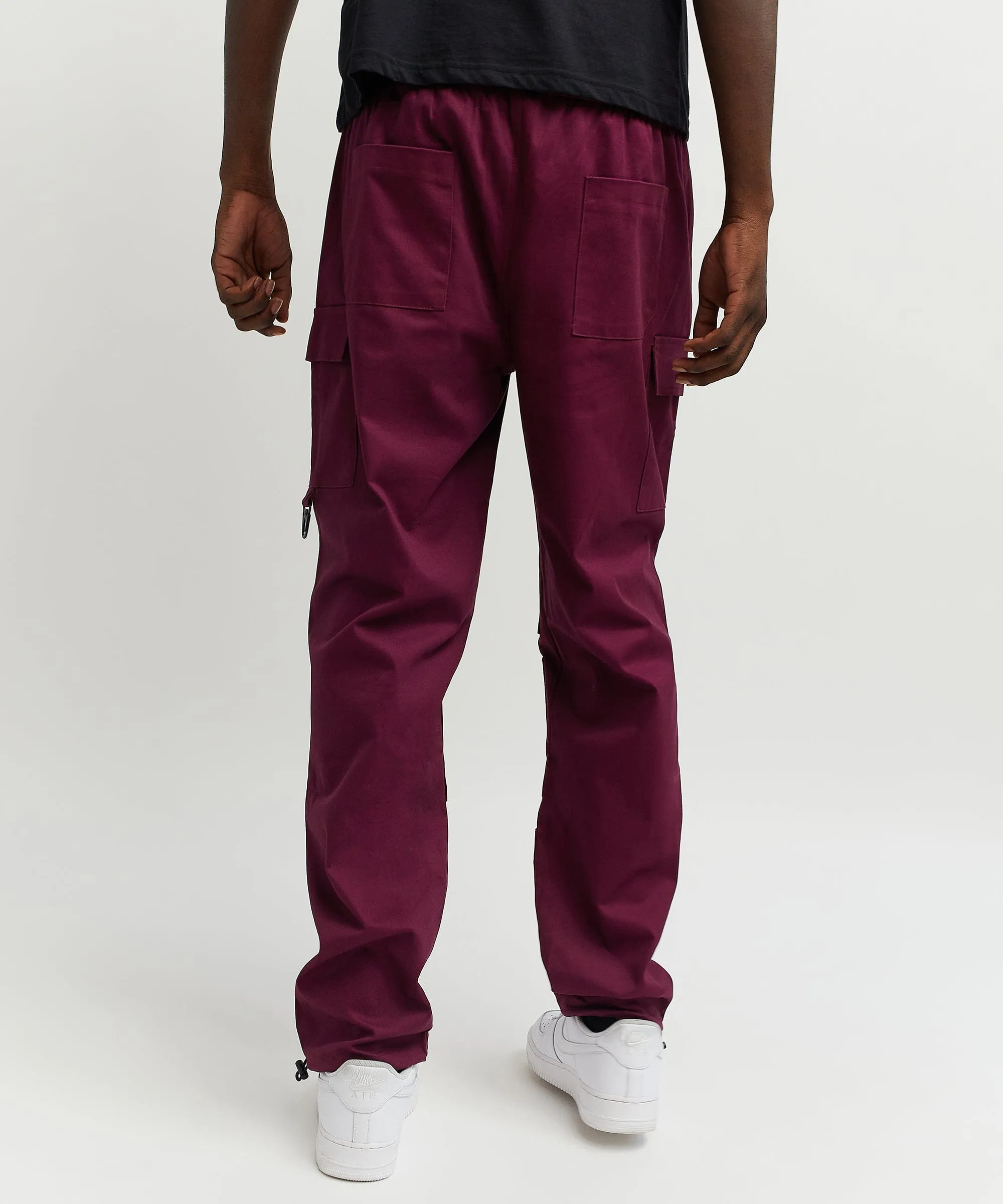 Luther Cotton Utility Multi Pocket Pants - Burgundy