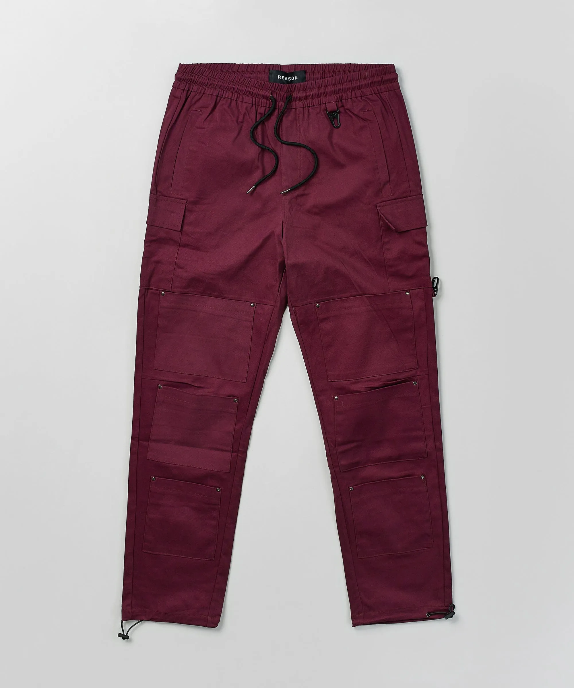 Luther Cotton Utility Multi Pocket Pants - Burgundy