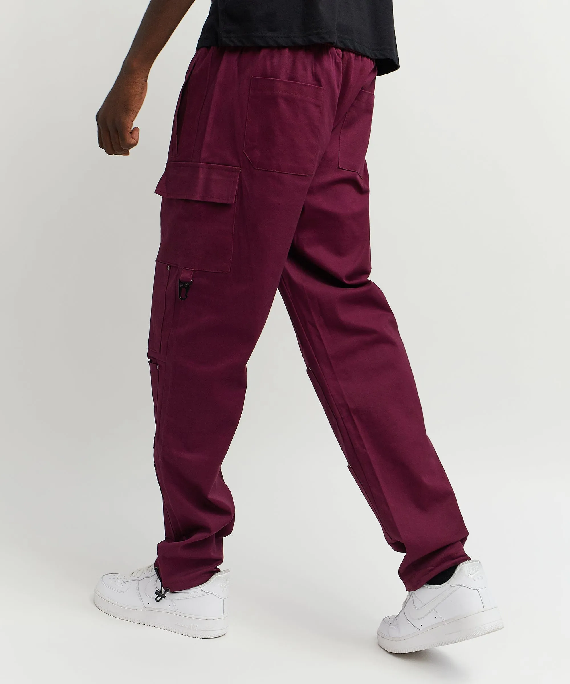 Luther Cotton Utility Multi Pocket Pants - Burgundy