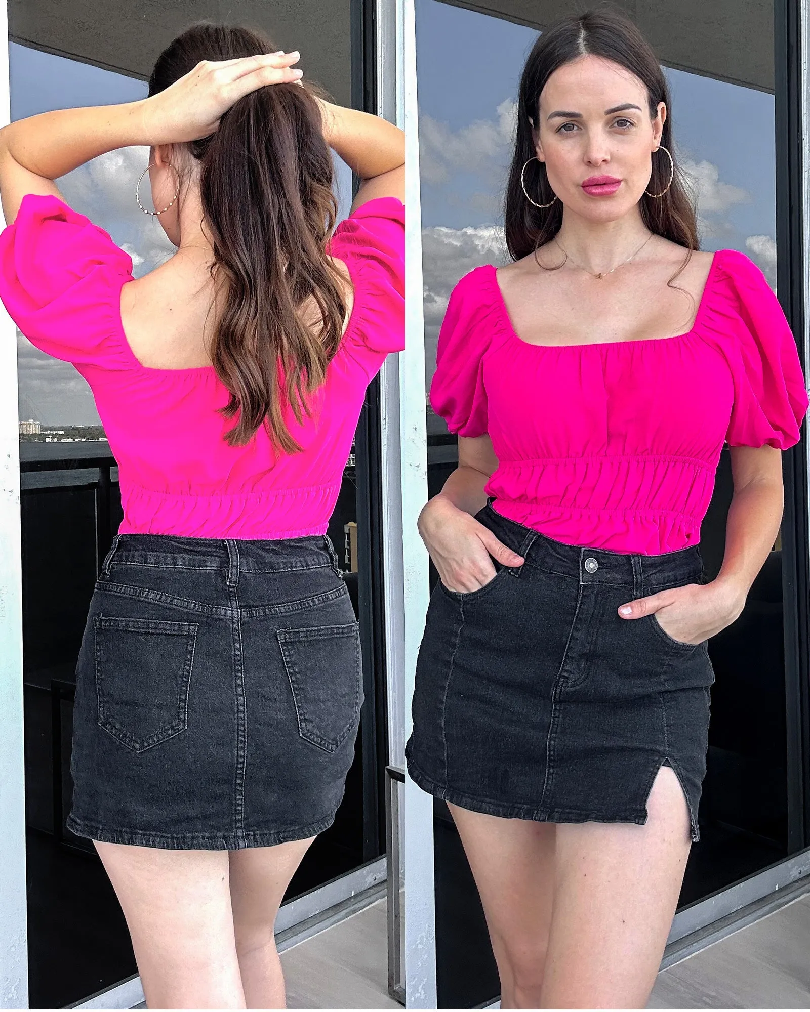 luvamia Skorts Skirts for Women Denim Mini Skirt Side Slit with High Waisted Jean Shorts Stretchy