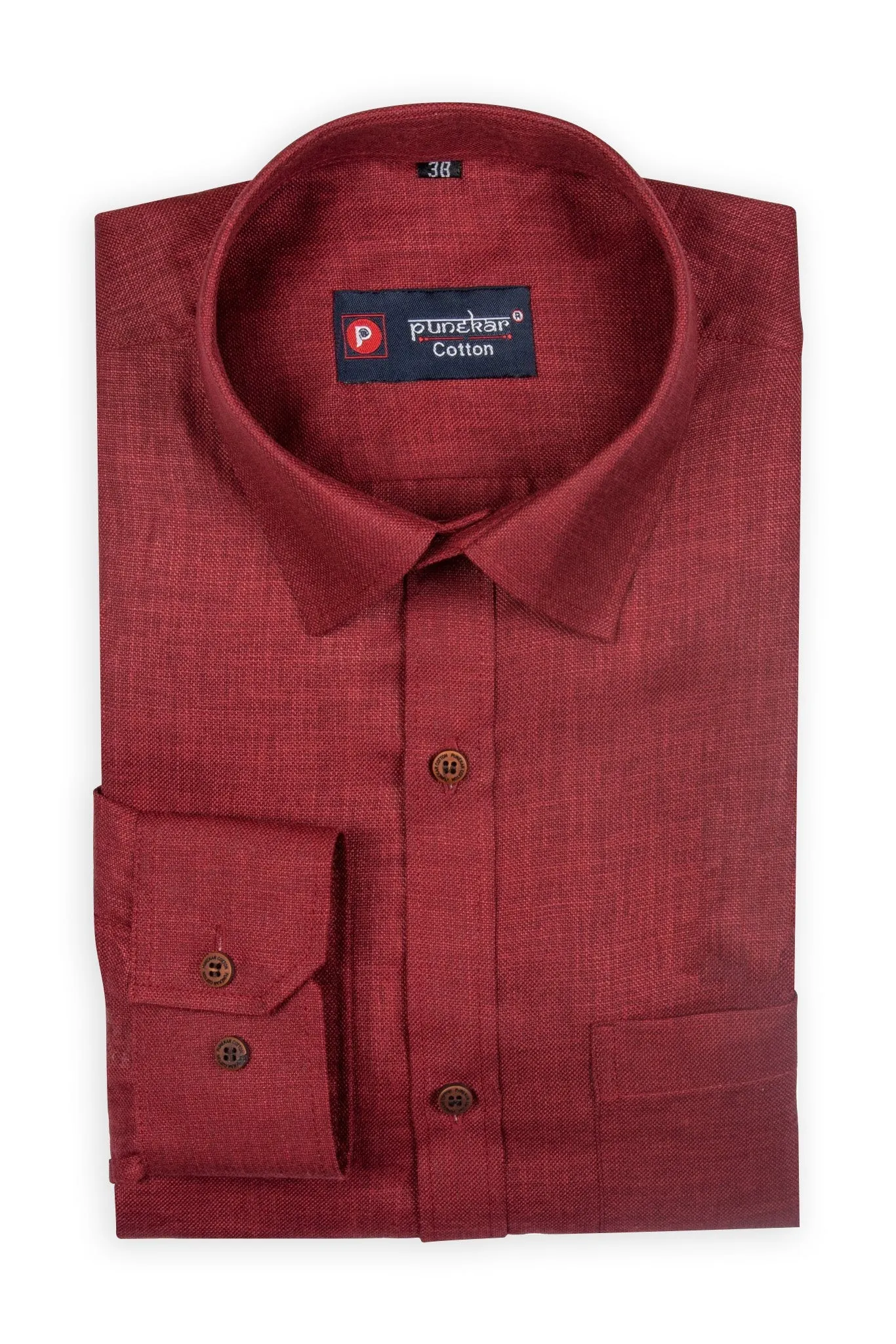 Maroon Color Blended Linen Shirt For Men's