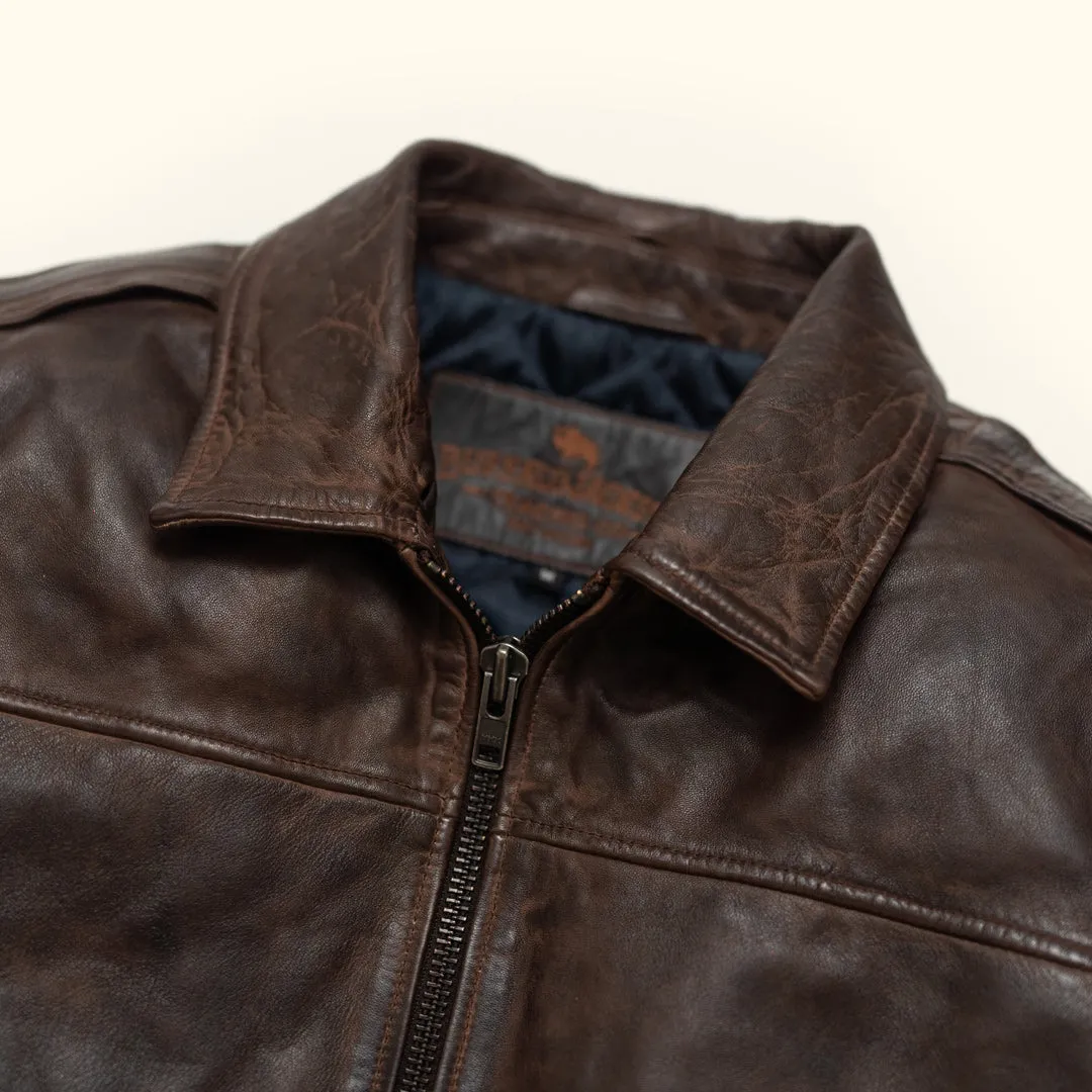 Maverick Leather Bomber Jacket | Distressed Brown