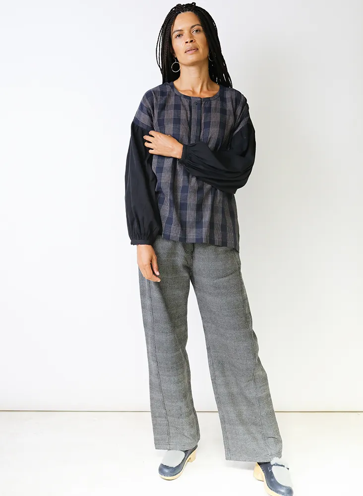 Maya Shirt, sapphire plaid   black