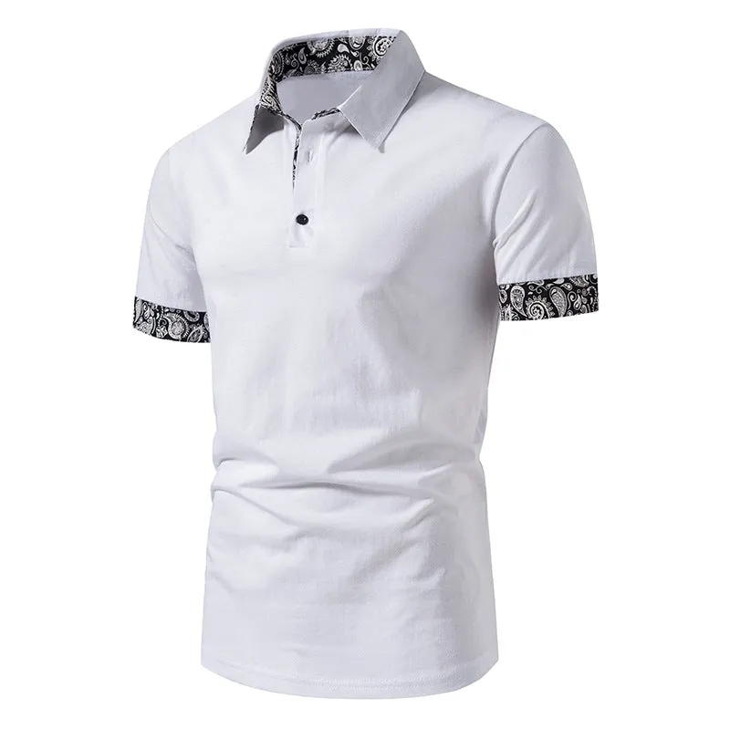 Men Turnover Collar Buttons Short Sleeves T-Shirt