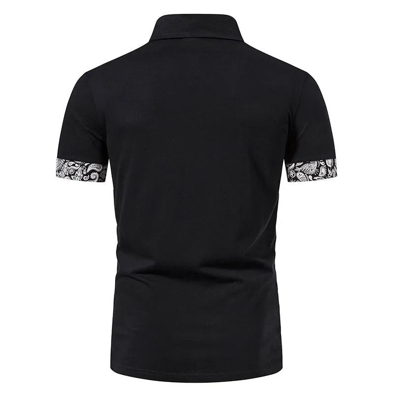 Men Turnover Collar Buttons Short Sleeves T-Shirt