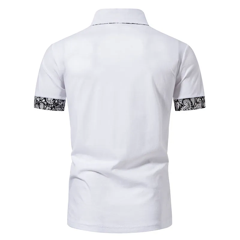 Men Turnover Collar Buttons Short Sleeves T-Shirt