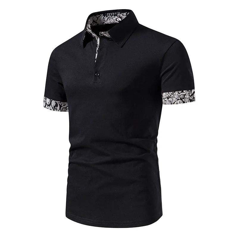 Men Turnover Collar Buttons Short Sleeves T-Shirt