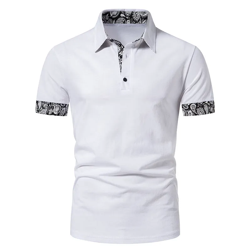 Men Turnover Collar Buttons Short Sleeves T-Shirt