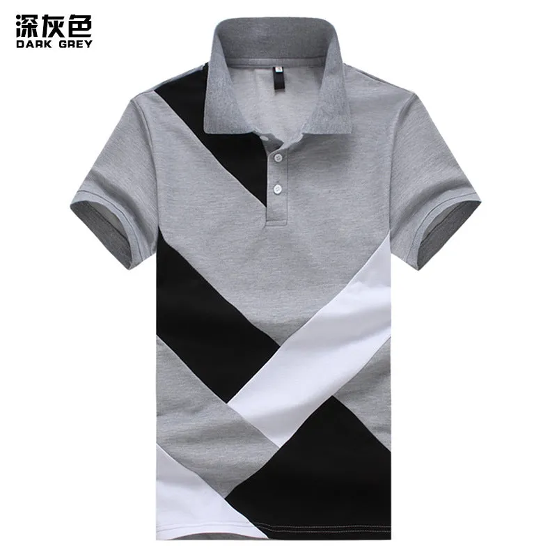 Men Turnover Collar Patchwork Short Sleeves T-Shirt