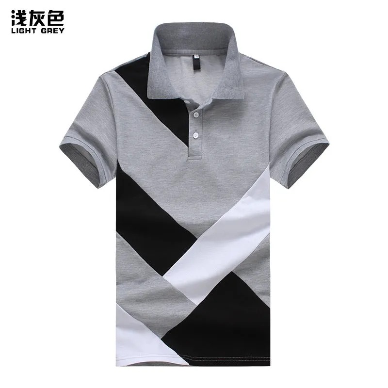 Men Turnover Collar Patchwork Short Sleeves T-Shirt