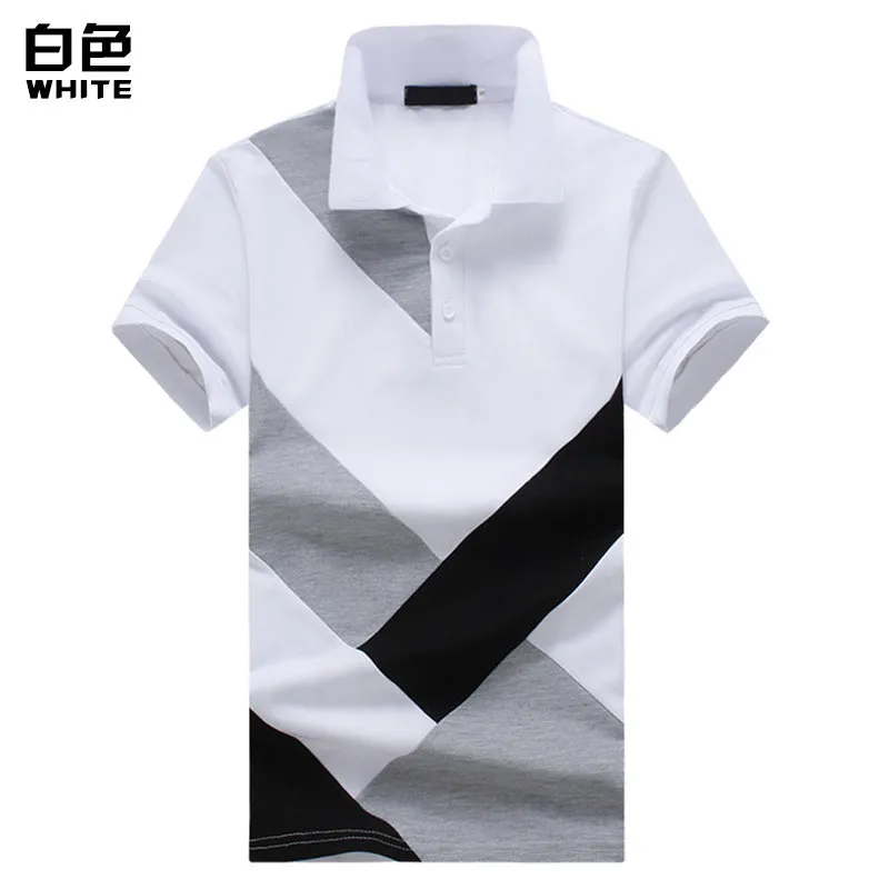 Men Turnover Collar Patchwork Short Sleeves T-Shirt