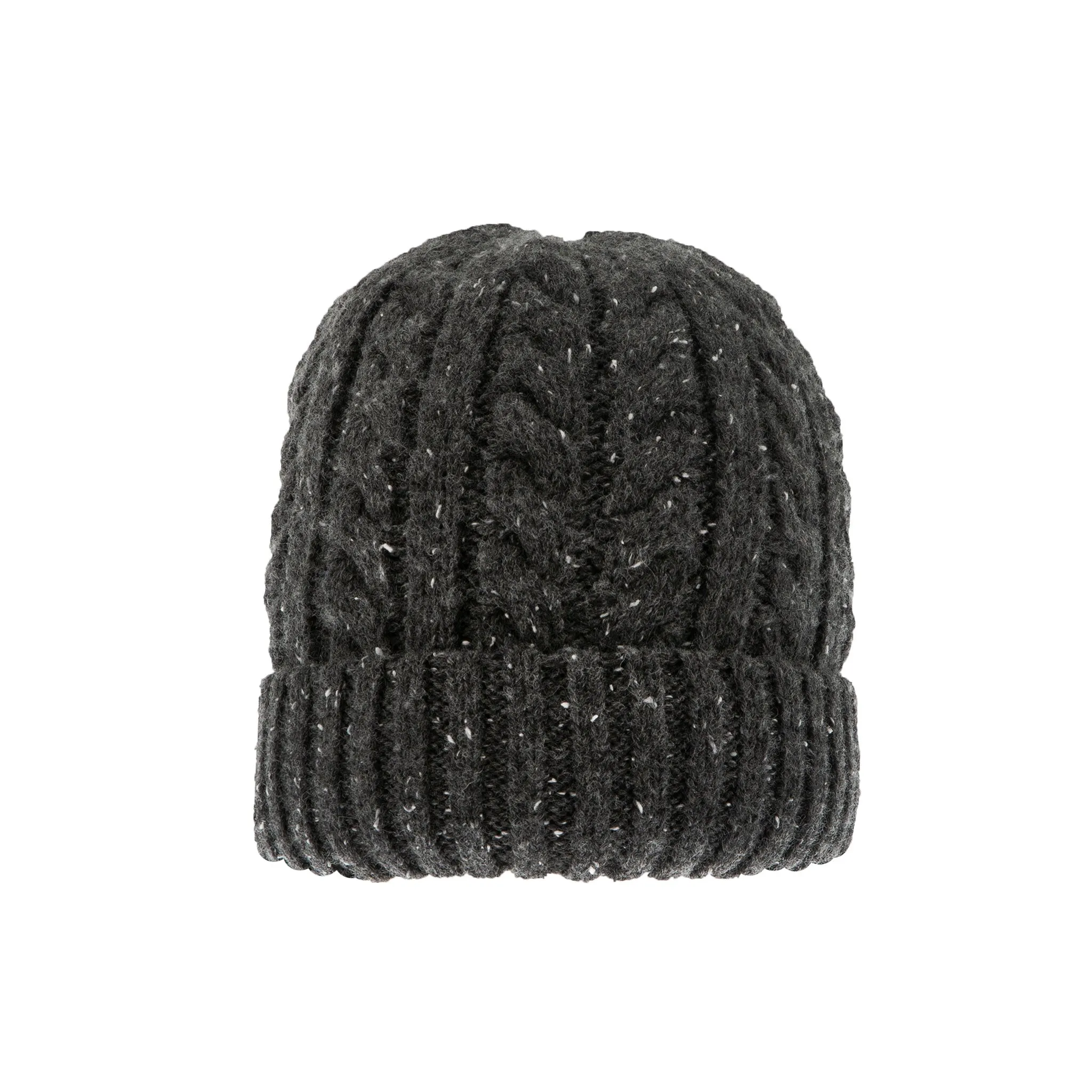 Men’s Cable Knit Beanie Hat with Marl Yarn