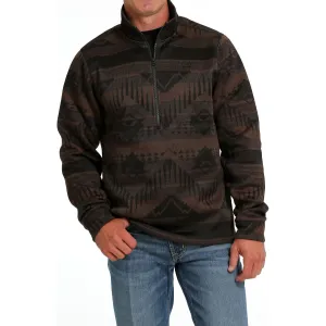 MEN'S CINCH 1/2 ZIP SOUTHWESTERN PRINT SWEATER PULLOVER - BROWN