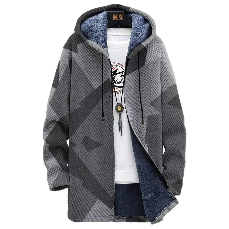 MEN'S PRINTED HOODED FLEECE JACKET 88437762YM