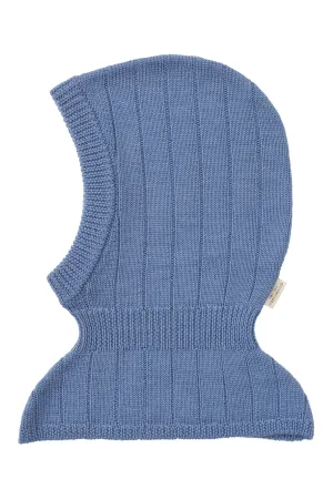 MERINO RIB KNITTED BALACLAVA - BLUE