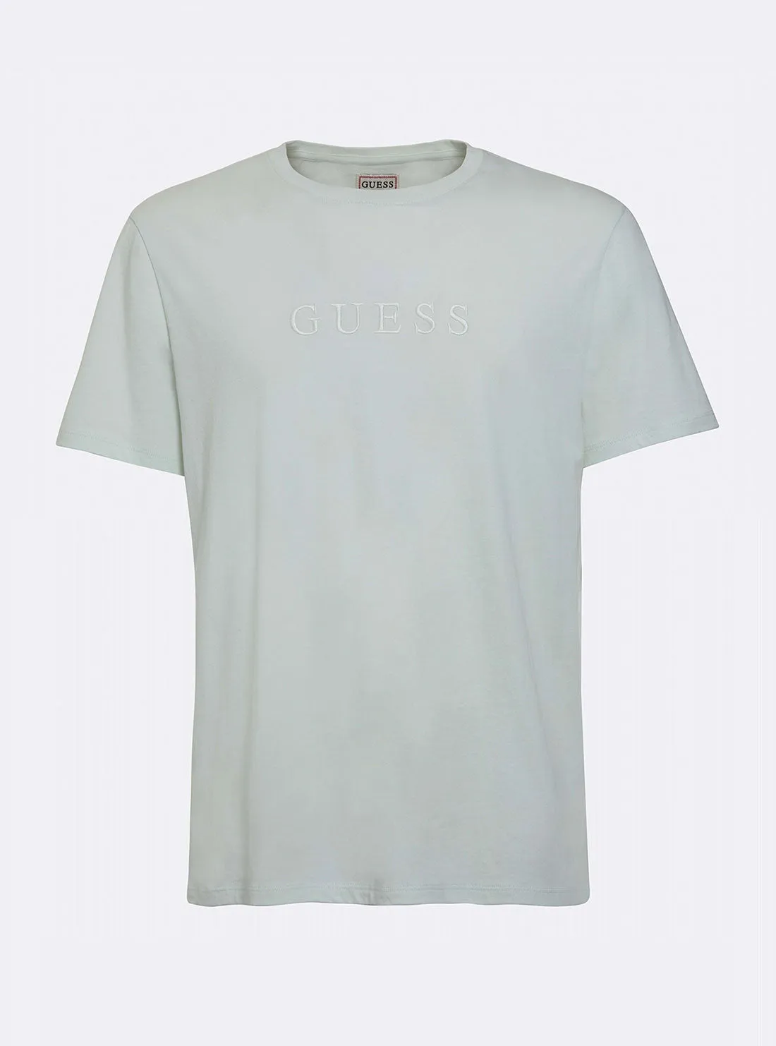 Mist Blue Pima Logo Crew Neck Tee