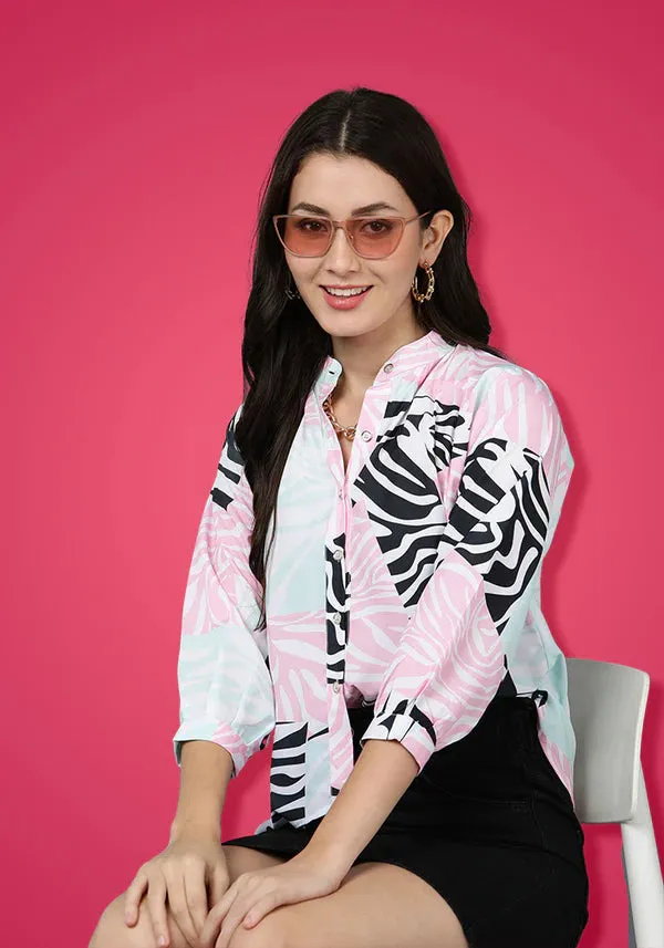 Multi-Colored Zebra Printed Women's Shirt