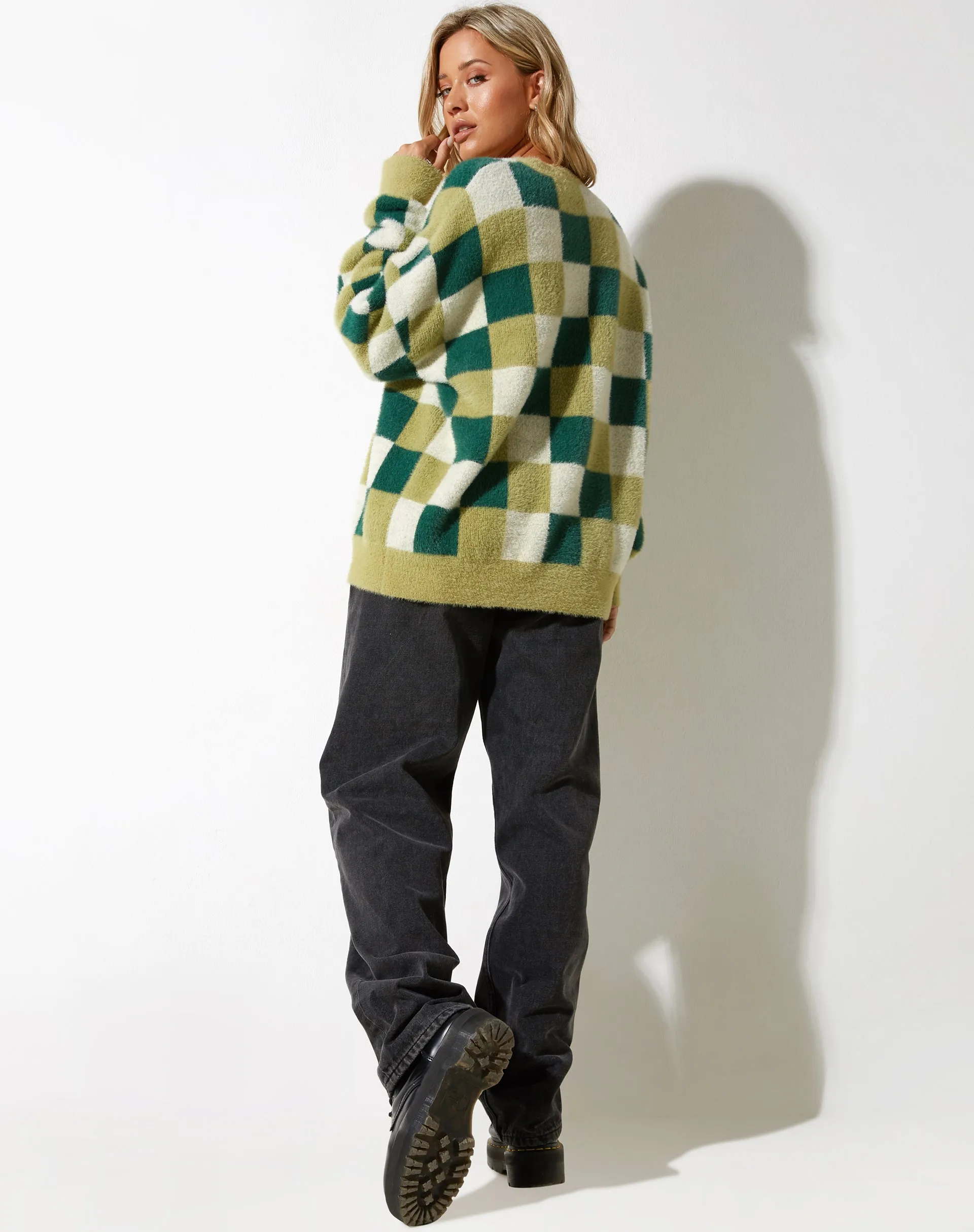 Namari Jumper in Checker Green Cream