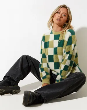 Namari Jumper in Checker Green Cream