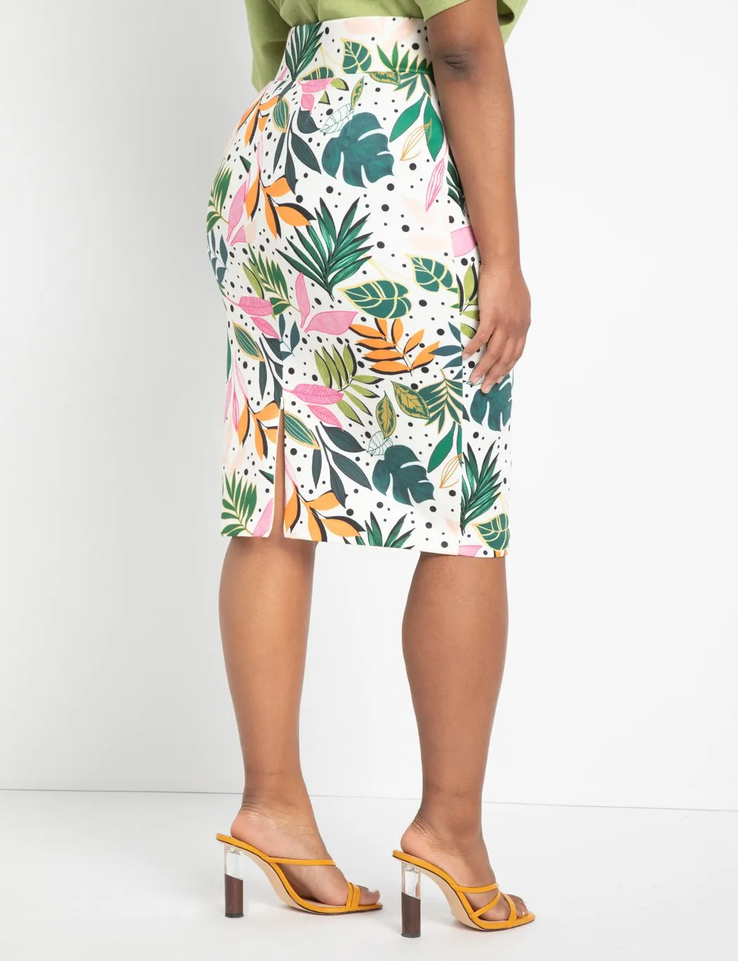 Neoprene Column Skirt in Botanic Bliss