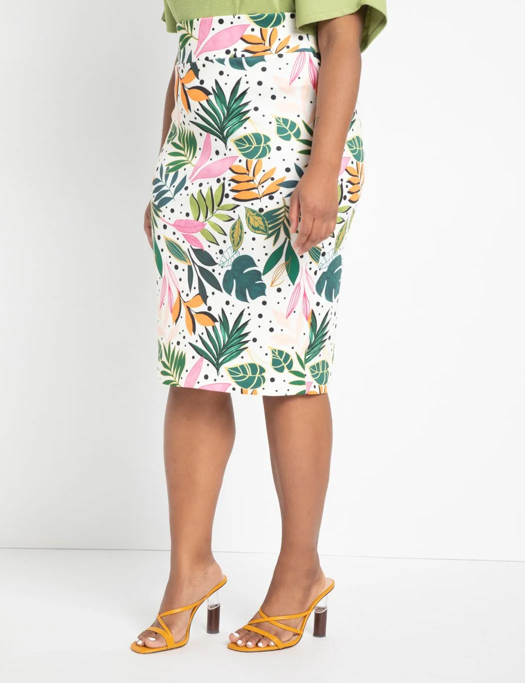 Neoprene Column Skirt in Botanic Bliss