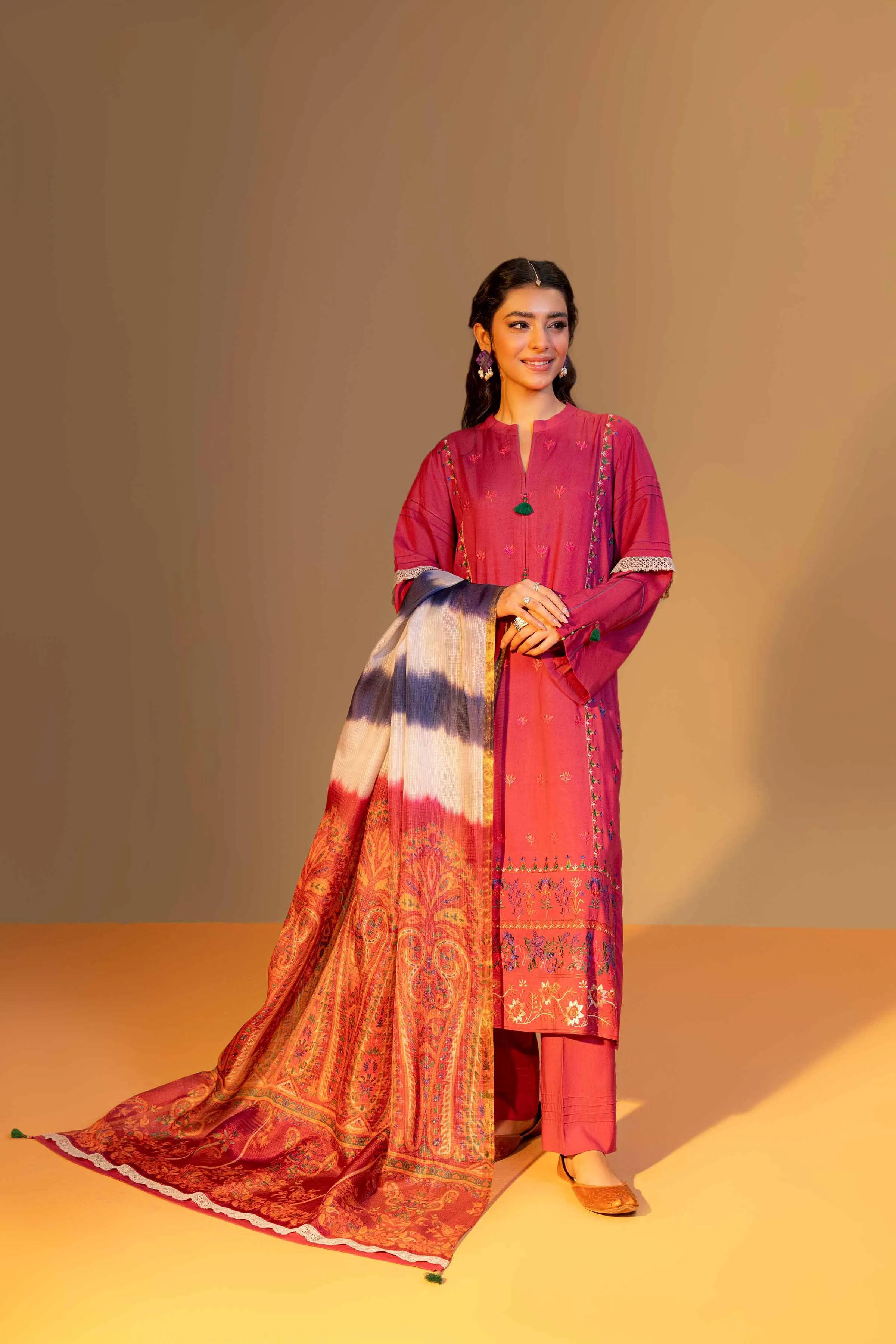 Nishat Linen Silk Collection – 3 Piece - Embroidered Suit - 42306464