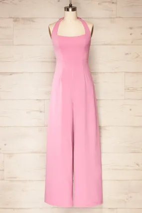 Nowogrod | Pink Wide-Leg Jumpsuit w/ Halter Neck