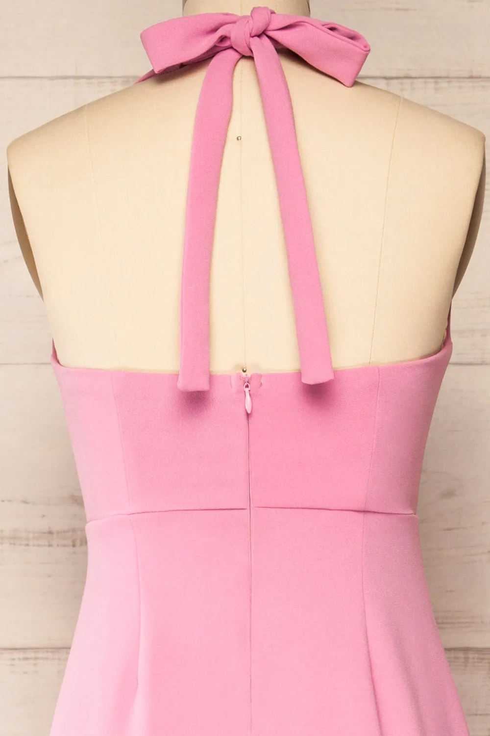 Nowogrod | Pink Wide-Leg Jumpsuit w/ Halter Neck