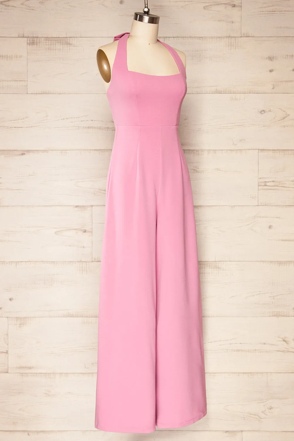 Nowogrod | Pink Wide-Leg Jumpsuit w/ Halter Neck