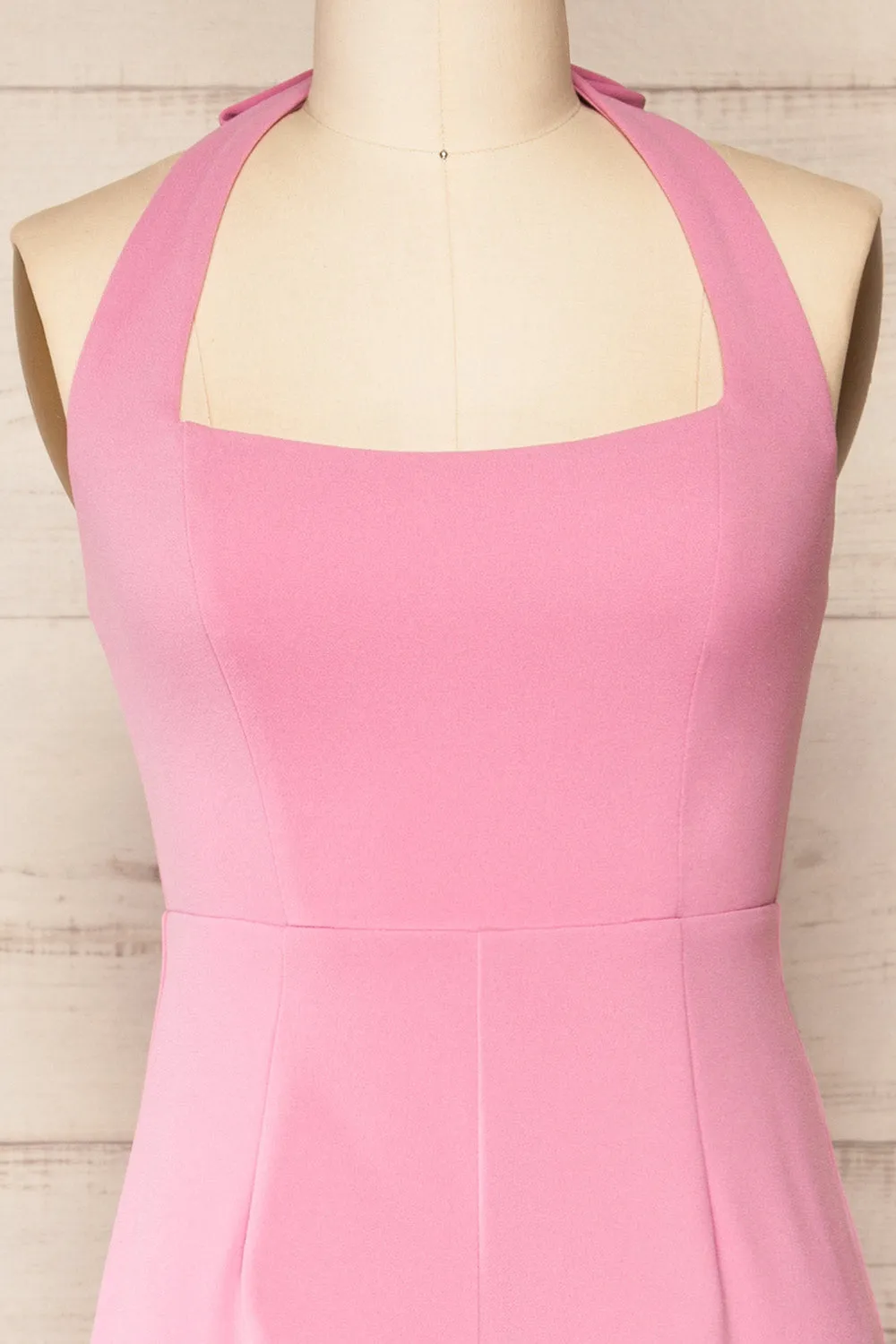 Nowogrod | Pink Wide-Leg Jumpsuit w/ Halter Neck