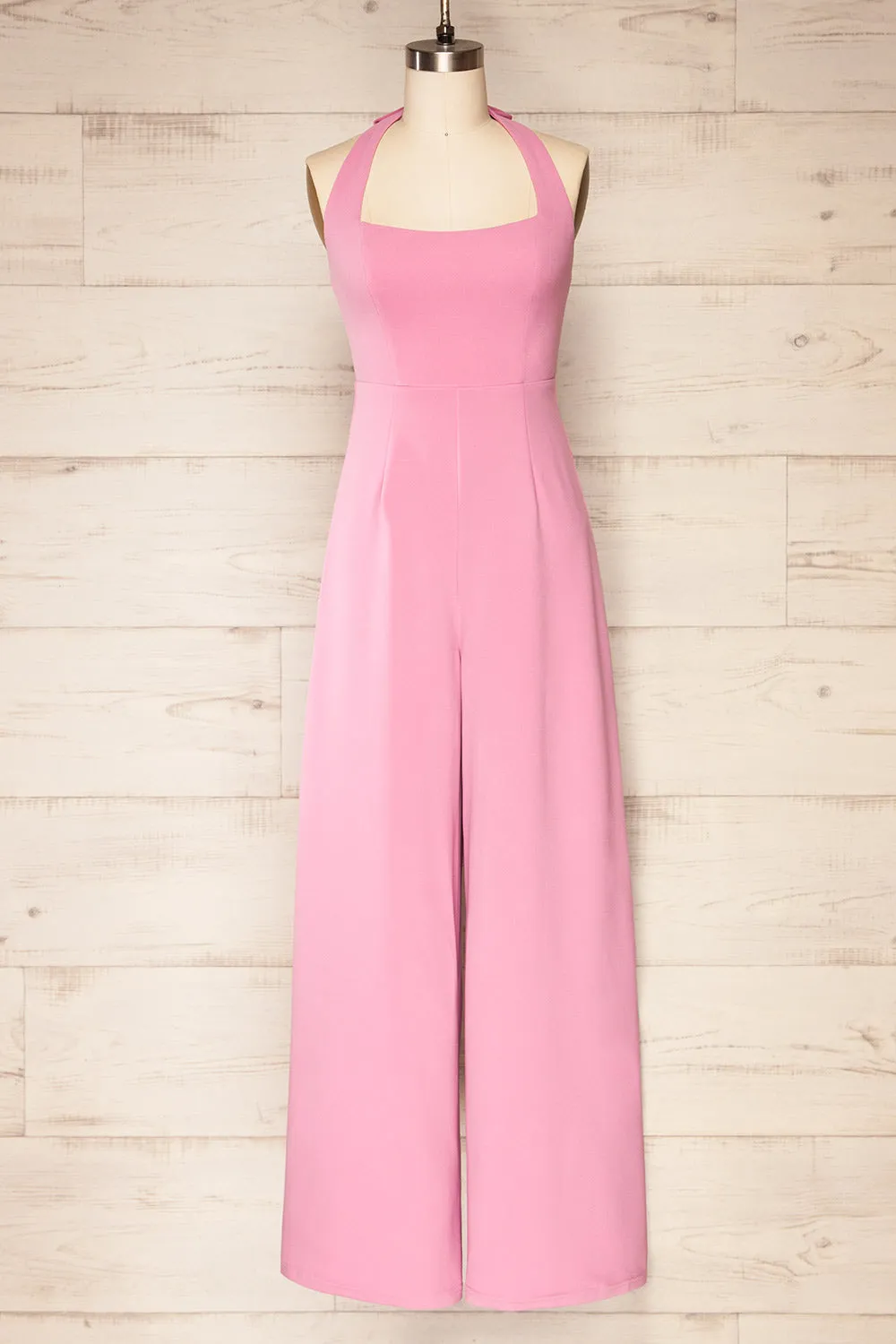 Nowogrod | Pink Wide-Leg Jumpsuit w/ Halter Neck