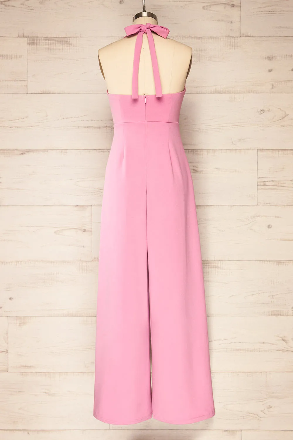 Nowogrod | Pink Wide-Leg Jumpsuit w/ Halter Neck