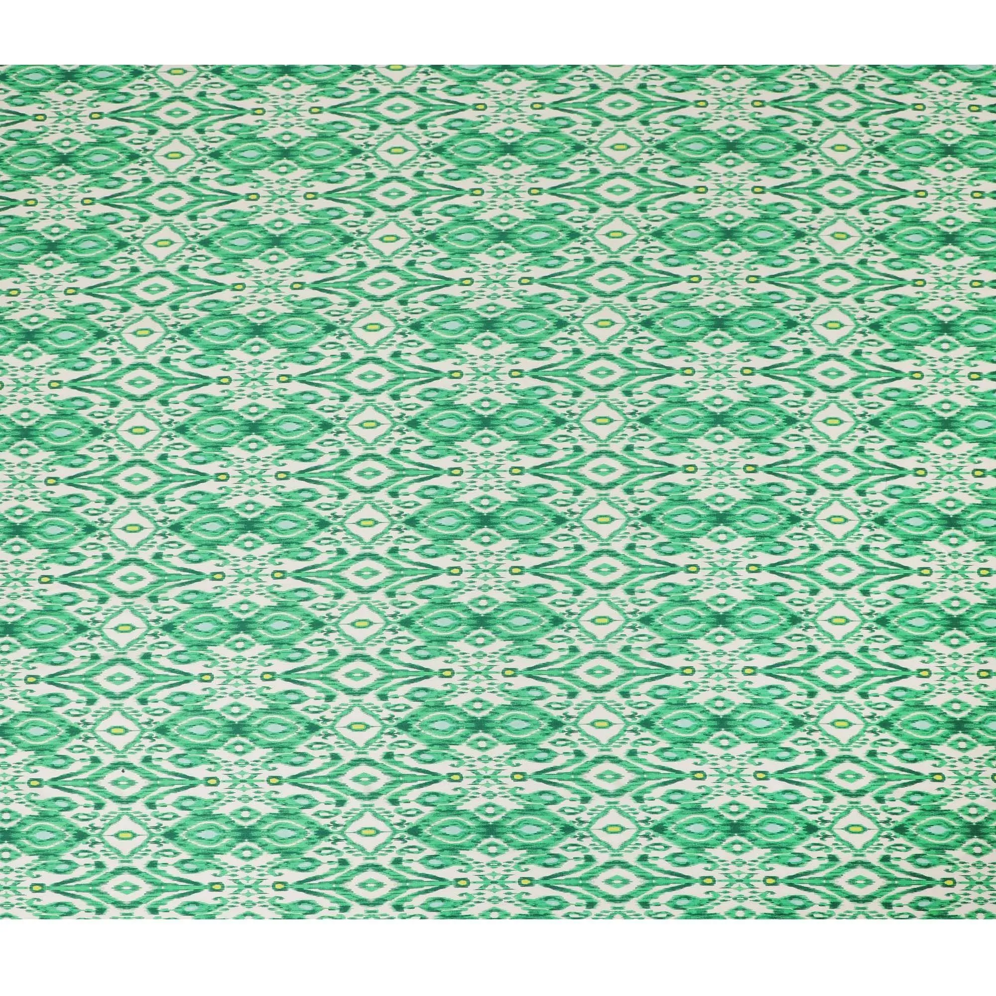 Off white premium Italian viscose fabric with pastel green print in fancy design-D12519